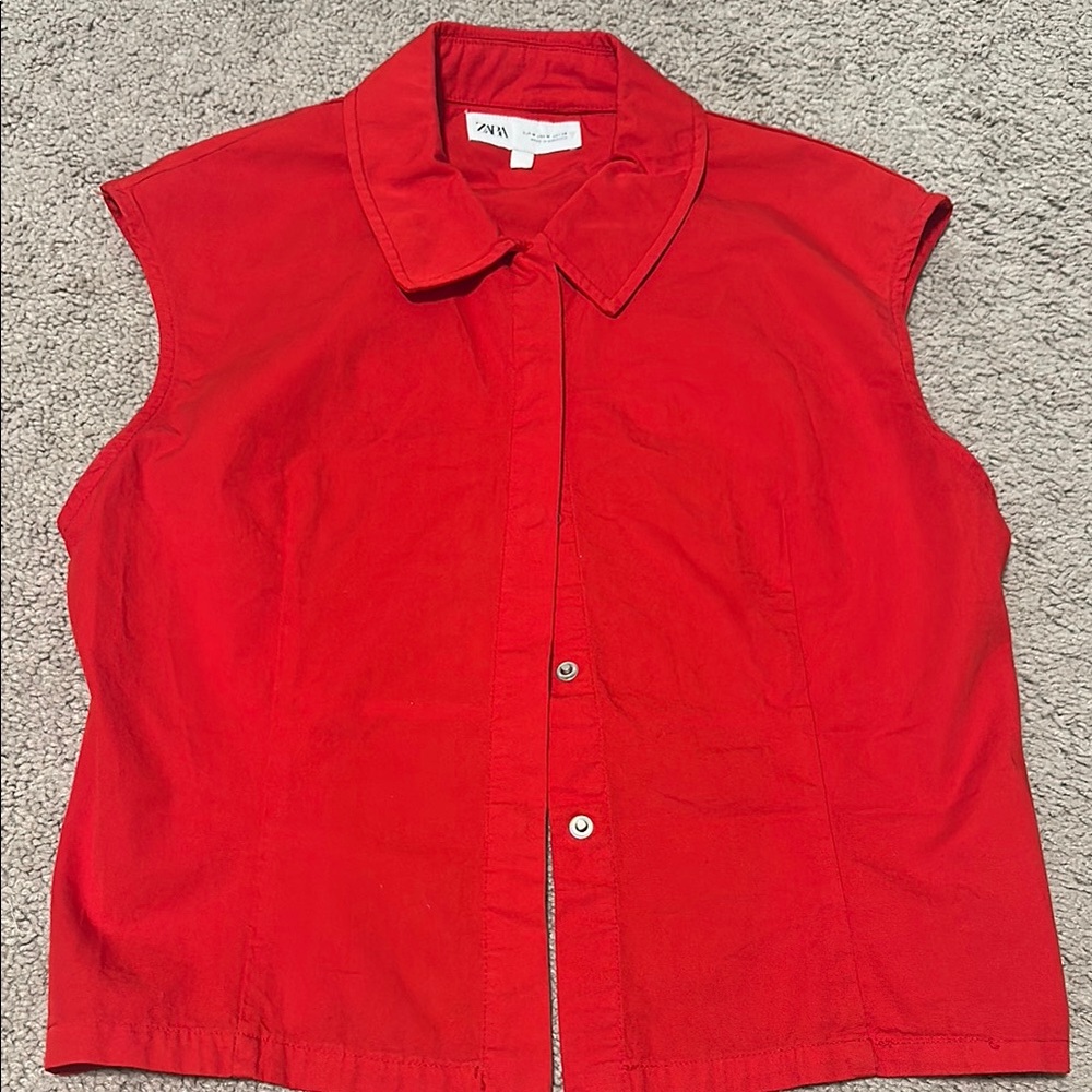 Zara Bold Red Sleeveless Top